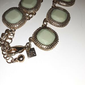 BANANA REPUBLIC chunky sim rhinestone necklace sea Foam Green Goldtone
